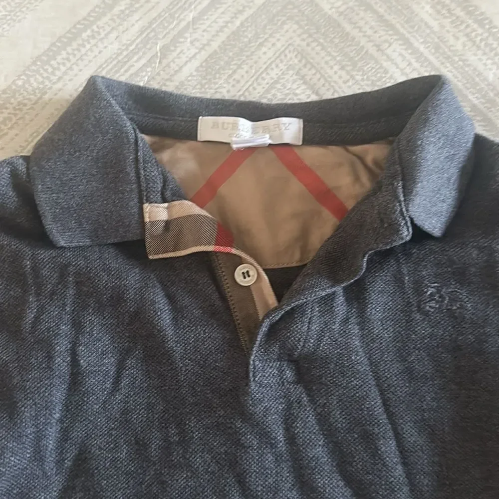 BURBERRY Boys Grey Short-sleeve Polo Shirt - Size 5Y